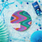 Groovy farbenfrohe Lila Retro Hochzeit maßgeschnei Pappteller (Party)