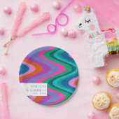 Groovy farbenfrohe Lila Retro Hochzeit maßgeschnei Pappteller (Party)