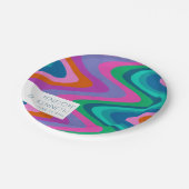 Groovy farbenfrohe Lila Retro Hochzeit maßgeschnei Pappteller (Schrägansicht)