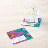 Groovy farbenfrohe Lila Retro Hochzeit maßgeschnei Rechteckiger Pappuntersetzer (Vor Ort)