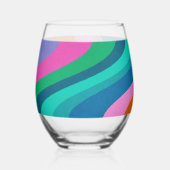 Groovy farbenfrohe Lila Retro Hochzeit maßgeschnei Weinglas Ohne Stiel (Rückseite)