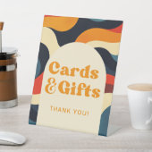 Groovy farbenfrohe Retro Wavy Boho Karten und Gesc Sockelschild (In SItu)