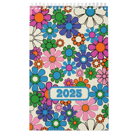 Groovy farbenfroher Retro Floral 2025 Kalender (Titelbild)