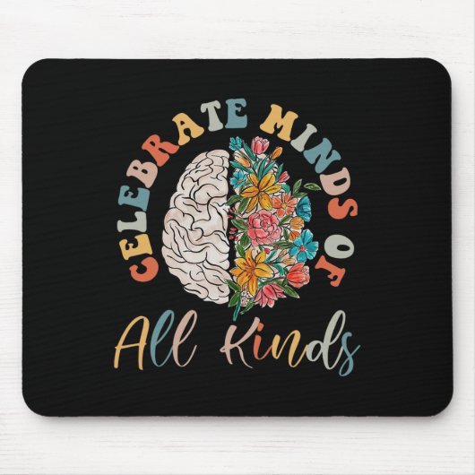 Groovy feiert Köpfe aller Art Neurodiversität Mousepad (Vorne)