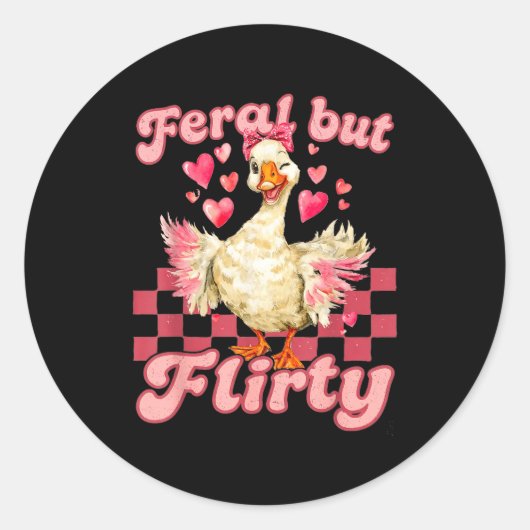 Groovy Feral-but-flirty Silly Goose Valentine Duck Runder Aufkleber (Vorderseite)