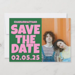 Groovy Fett Grün Pink Rot Funky Save The Date