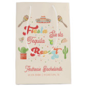 Groovy Fiesta Siesta Tequila Repeat Bachelorette Mittlere Geschenktüte (Vorderseite)