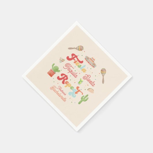 Groovy Fiesta Siesta Tequila Repeat Bachelorette Serviette (Ecke)