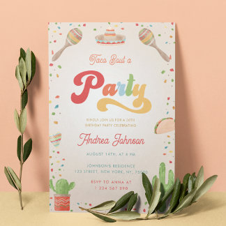 Groovy Fiesta Taco Bout a Party Geburtstag Einladung