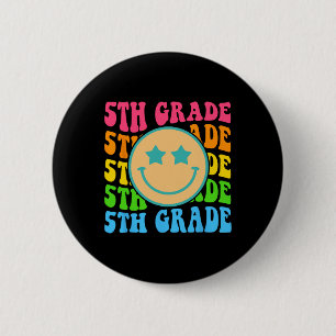 Groovy Fifth Grade Vibes Face Retro Lehrer zurück Button