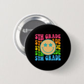 Groovy Fifth Grade Vibes Face Retro Lehrer zurück Button (Vorne & Hinten)