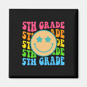 Groovy Fifth Grade Vibes Face Retro Lehrer zurück Magnet