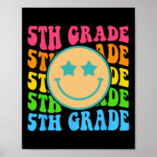 Groovy Fifth Grade Vibes Face Retro Lehrer zurück Poster