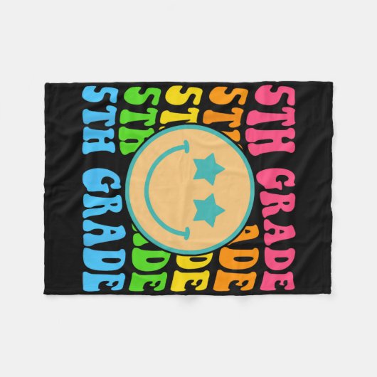 Groovy Fifth Grade Vibes Face Retro Teachers Byck Fleecedecke (Vorderseite (Horizontal))