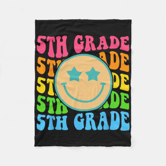 Groovy Fifth Grade Vibes Face Retro Teachers Byck  Fleecedecke (Vorderseite)