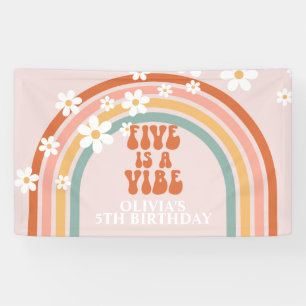 Groovy Five ist ein Vibe Rainbow Daisy Geburtstag Banner