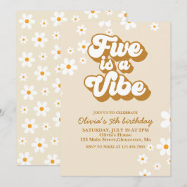 Groovy Five ist ein Vibe Retro Daisy 5. Geburtstag Einladung