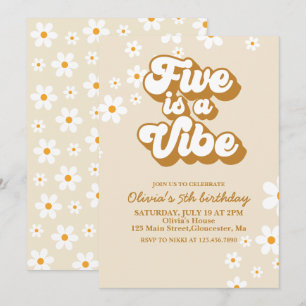 Groovy Five ist ein Vibe Retro Daisy 5. Geburtstag Einladung
