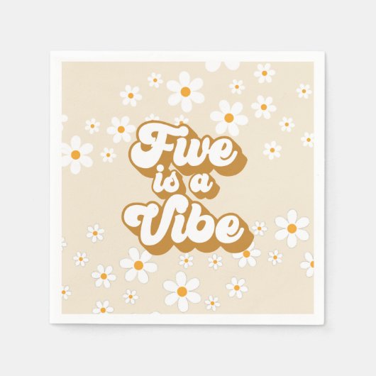 Groovy Five ist ein Vibe Retro Daisy 5. Geburtstag Serviette (Vorderseite)