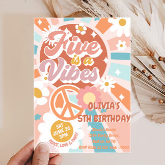 Groovy Five ist ein Vibe Retro Sunshine 5. Geburts Einladung