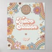Groovy floral 70er Retro-Tätowierstation Gefallen Poster (Vorne)