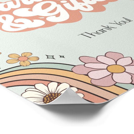 Groovy floral 70er Retrokarten und Geschenkzeichen Poster (Ecke)