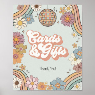 Groovy floral 70er Retrokarten und Geschenkzeichen Poster