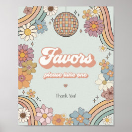 Groovy floral 70er Thema Retro bevorzugt Party-Zei Poster