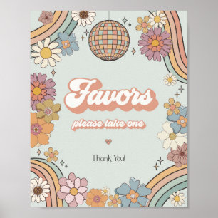 Groovy floral 70er Thema Retro bevorzugt Party-Zei Poster