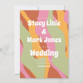 Groovy Floral 80er Vintage Wedding Einladung (Vorderseite)