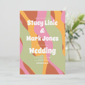 Groovy Floral 80er Vintage Wedding Einladung (Stehend Vorderseite)