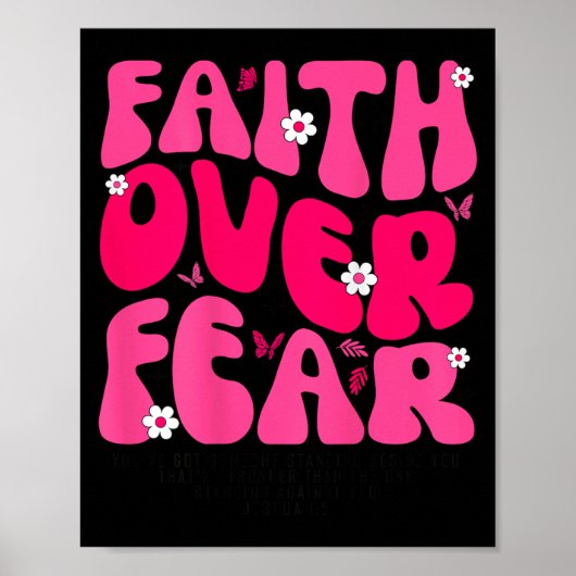Groovy Floral Faith Over Fear Religious God Christ Poster (Vorne)