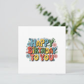 Groovy Floral Geburtstag Einladung (Stehend Vorderseite)
