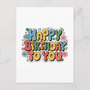 Groovy Floral Geburtstag Einladungspostkarte