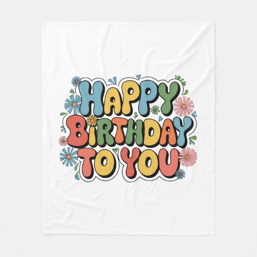 Groovy Floral Geburtstag Fleecedecke (Vorderseite)