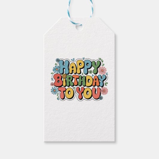 Groovy Floral Geburtstag Geschenkanhänger (Vorderseite)
