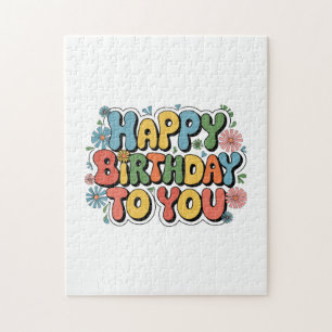 Groovy Floral Geburtstag Puzzle