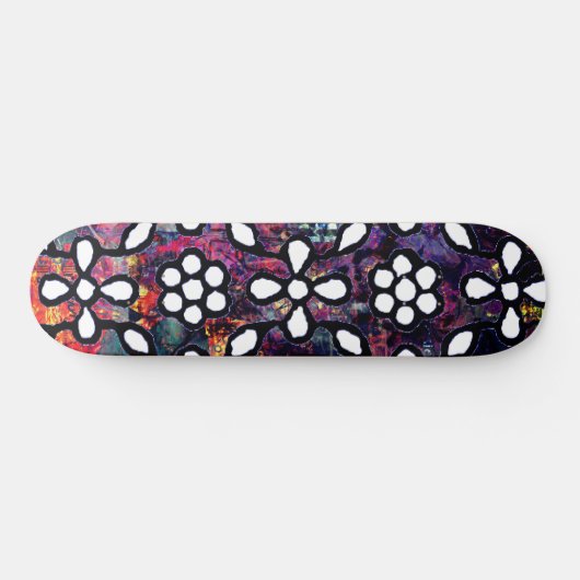 Groovy Floral Grunge Skateboard (Horizontal)