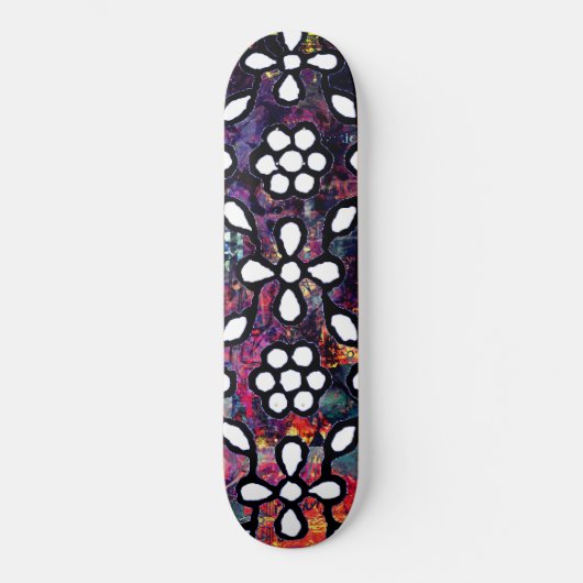 Groovy Floral Grunge Skateboard (Vorderseite)