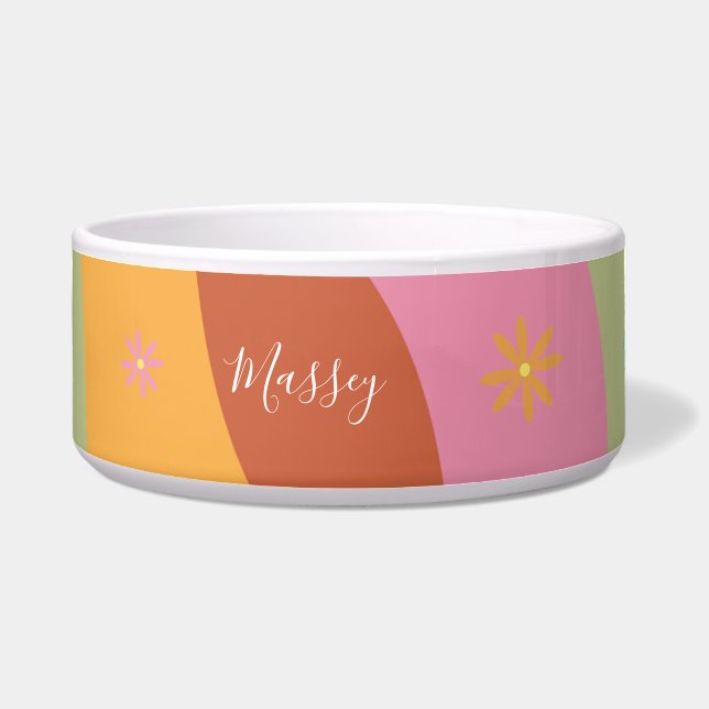 Groovy Floral Name Muster Napf (Vorderseite)