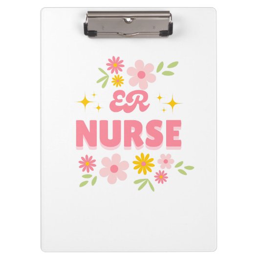 Groovy Floral Notfallkrankenschwester Klemmbrett (Vorderseite)