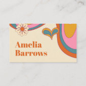 Groovy Floral Retro Abstrakter 70er Inspiriert Visitenkarte (Rückseite)