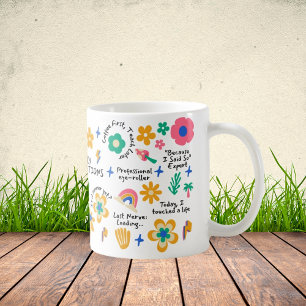 Groovy Floral Teacher Geschenk mit Bekenntnissen Kaffeetasse