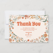 Groovy Floral Vintag Retro Wedding Dankeskarte (Vorderseite)