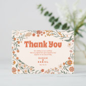 Groovy Floral Vintag Retro Wedding Dankeskarte (Stehend Vorderseite)