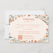 Groovy Floral Vintag Retro Wedding RSVP Karte (Rückseite)
