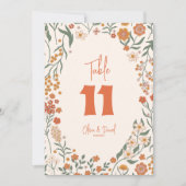 Groovy Floral Vintag Retro Wedding Tischnummern (Vorderseite)
