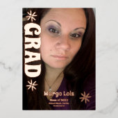 Groovy Florals Abschluss Pressed Foil Einladung (Vorderseite)