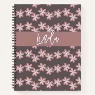 Groovy Florals Gedämpfte Pink Name Journal Notizbu Notizblock