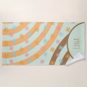 Groovy Florals Rainbows Name Badtuch Strandtuch (Vorderseite)